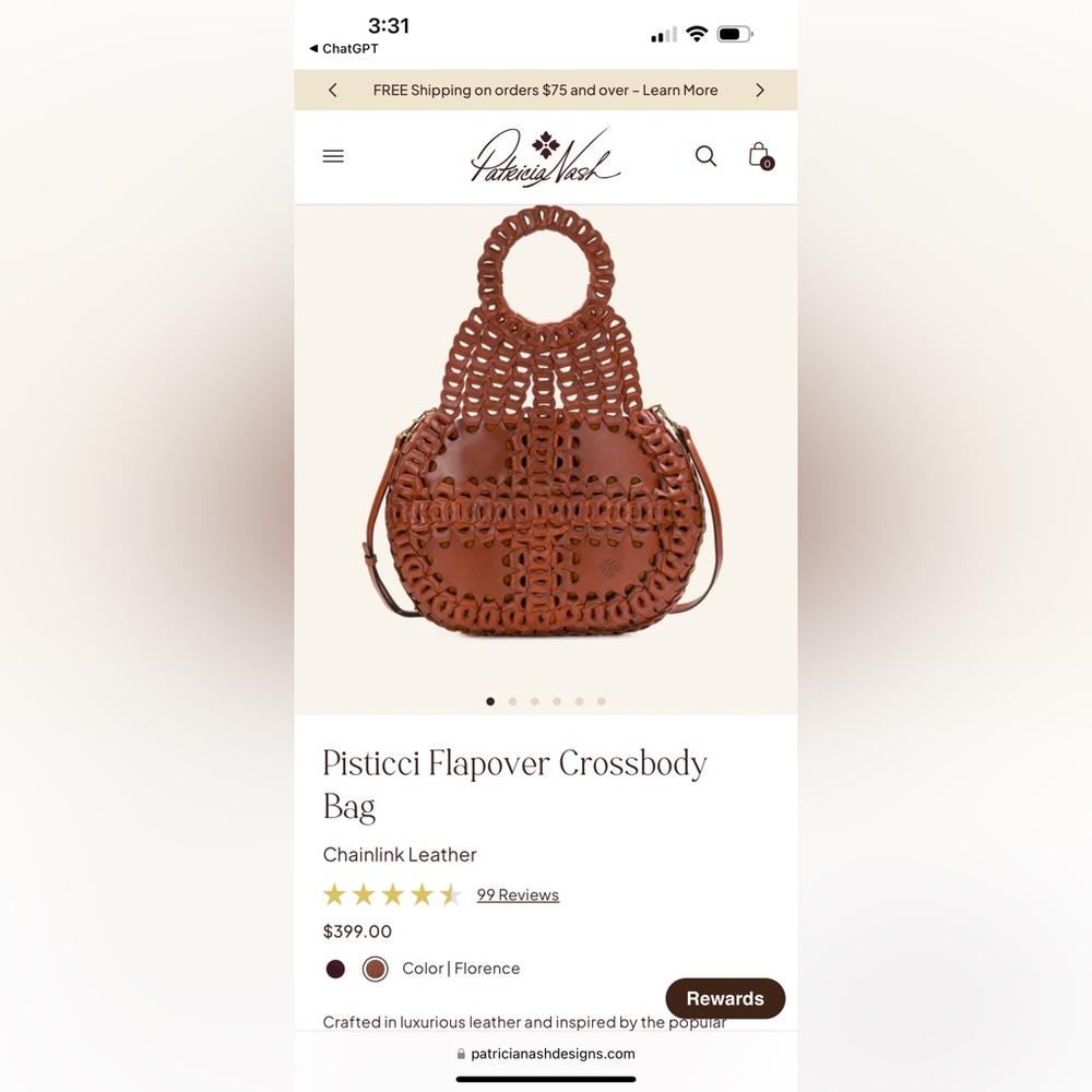 Patricia Nash Brown Leather Pisticci Flapover Crossbody Bag NWT
